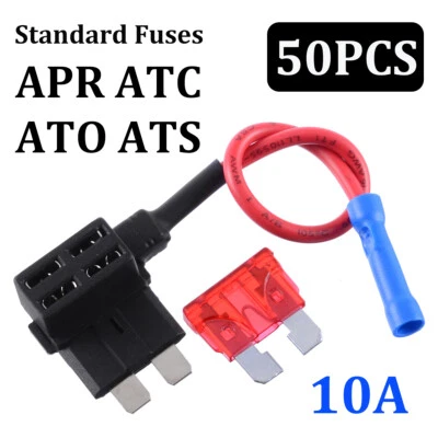 50x Add A Circuit Piggy Back Fuse Tap Standard Blade Fuse Holder ATO ATC 12V 10A - Image 1 of 4