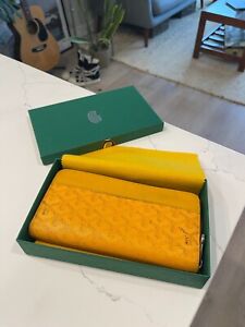Goyard Matignon Zip Long Wallet Yellow Multi Pocket Travel Card Holder Tote