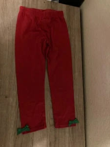 Emily Rose Red Leggings 4 Christmas Green Bows Holiday Cotton Blend - Picture 1 of 3