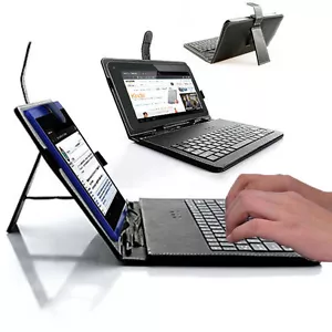 Universal Tablet Case with Full Keyboard Black PU Leather for 7in Tablet Phablet - Picture 1 of 1