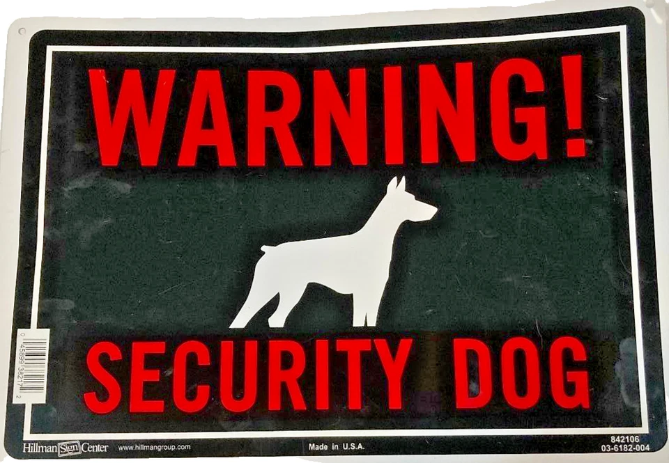 Warning Security Dog Aluminum Sign 10 x 14 inch by Hillman Sign Center - Imagem 1 de 1