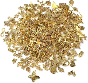 350 Stck. Antik Gold Charms Große Menge Posten Schmuckherstellung Charms Verschiedene Anhänger für - Bild 1 von 12