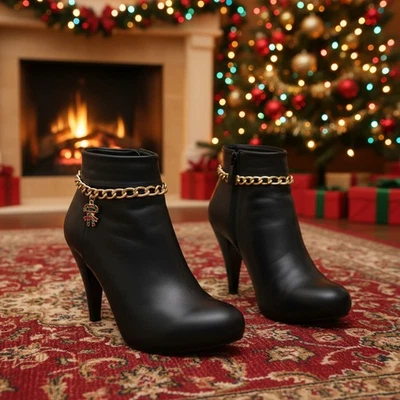 Mujeres 2 PIEZAS Bota Cadena Pulseras Western Zapato Navidad Bastón de Caramelo Bling Dije Foto 1 de 4