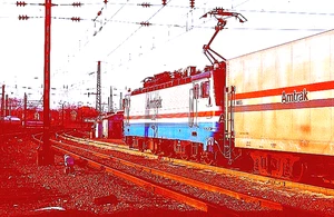 ORIGINAL KODACHROME SLIDE AMTRAK AEM-7 #907 AC EXP. NEW HAVEN, CT NOV. 27, 1994 - Picture 1 of 1
