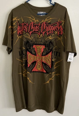 West Coast Choppers 2XL Olive Green Snakes T-Shirt LBC Atx Short Sleeve Shirt - Image 1 of 4