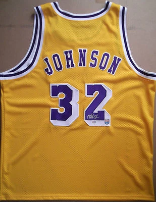 MAGIC JOHNSON Signed Los Angeles Lakers Gold Home Jersey HOF PSA/DNA - Image 1 of 4