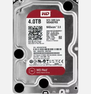 Western Digital Red 4TB WD40EFRX 5400RPM SATA 3.5" Internal NAS Hard Disk Drive - Image 1 of 4