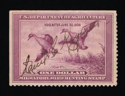 AFFORDABLE GENUINE SCOTT #RW4 USED 1938 LIGHT VIOLET DUCK STAMP PINTAIL DRAKE - Image 1 of 2