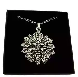 Green Man Pendant In Gift Box Handcrafted in Lead Free Solid Pewter - Picture 1 of 3