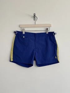Pantalones Cortos Polo Ralph Lauren Natación/Playa Estilo Cinturón Plano Azul y Amarillo W32 - Imagen 1 de 14