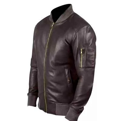 Men's Premium Leather Jacket - Stylish Classic Bomber Biker Jacket-A39 - Image 1 of 4