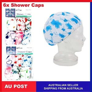 6 x one size Reusable Waterproof Plastic Shower Cap Bathing Salon Hair Washable - Picture 1 of 2