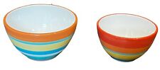 Two Crate & Barrel Colorful Striped Bowls 4.5”T & 4”T Excellent Used Condition