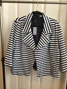 Lane Bryant, Navy/white Stripe Jacket, 24w, NWT, Lined, 3/4 Sleeves - Picture 1 of 12