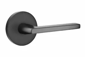 Emtek Helios Privacy Door Lever Disk Rosette Flat Black/Polished Chrome 5209 - Picture 1 of 2