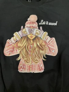 NWT100% Cotton 3d Graphic Sweatshirt Women Large L Made In Turkey Christmas Girl - Picture 1 of 4