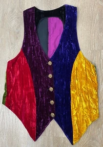 Gilet BETSEY JOHNSON color-block patchwork velluto schiacciato PICCOLO 4/6 vintage anni 90 - Foto 1 di 5
