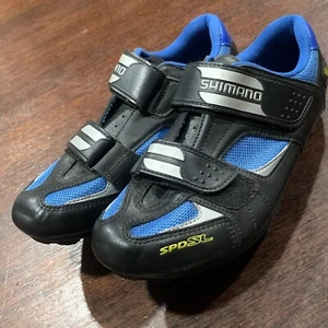 SHIMANO SPD-SL Cycling Shoes US 8.5 EU 42 SH-R073B Black Blue SPD SL SPDSL - Picture 1 of 10