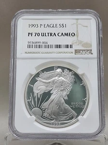 1993 P Silver Eagle Proof NGC PF 70 Ultra Cameo - Picture 1 of 14