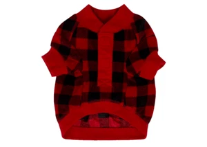 EDDIE BAUER HOLIDAY DOG VEST SLEEPER 1 PIECE (RED PLAID MEDIUM)NWT - Picture 1 of 4
