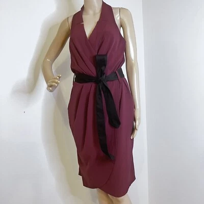 Max and Cleo Talla 12 Borgoña Imitación Abrigo Vestido Bolsillos Elástico Recorte Espalda Foto 1 de 4