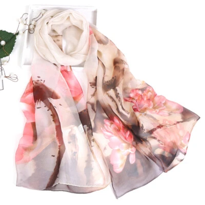 Bufanda larga de gasa suave chal envolvente transparente liso para mujer estola grande cuello bufandas⊥ Foto 1 de 4