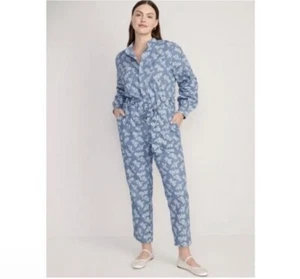 Old Navy Women’s Waist Defined Floral Utility Non Stretch Jumpsuit Size L - Picture 1 of 23