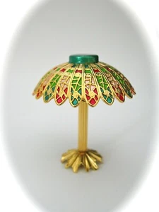 dollhouse doll house miniature ELECTRIC TIFFANY TABLE LAMP ROSY RED MULTI SHADE - Picture 1 of 3
