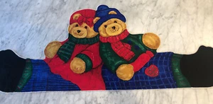 Fabric VTG Precut Panel teddy Bear Door Draft Stopper”Christmas Directions Incd - Picture 1 of 3