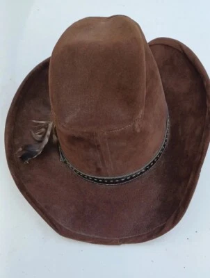 Sombrero de Vaquero Occidental Vintage Sears and Roebuck Marrón 52371 Pluma Oscuro XS Foto 1 de 4