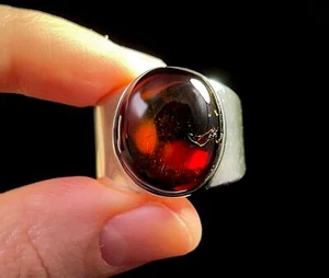 RED AMBER Ring, Sterling Silver, Size 10.5, Stone Crystal Handmade Jewelry 52634 - Picture 1 of 4