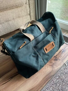 Vintage 90’s Esprit Canvas Duffel Bag Green / Tan Straps - Picture 1 of 14
