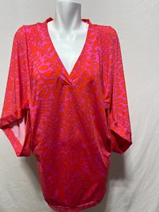 Trina Turk Pink Trellis Women Beach Tunic Dress Cover Up Large NWT NEW - Picture 1 of 5