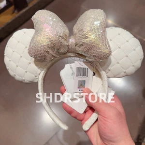 Disney authentic 2024 white pearls minnie mouse ear headband disneyland - Picture 1 of 3