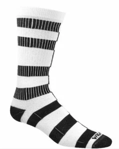 WIGWAM F3115 Channel Stripe White Black Crew Med Men's 5-9.5 Women's 6-10 New - Picture 1 of 2