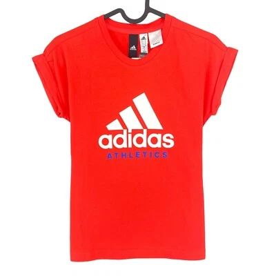Adidas Rojo Deporte Camiseta Cuello Redondo Talla 11-12 Años - Imagen 1 de 4