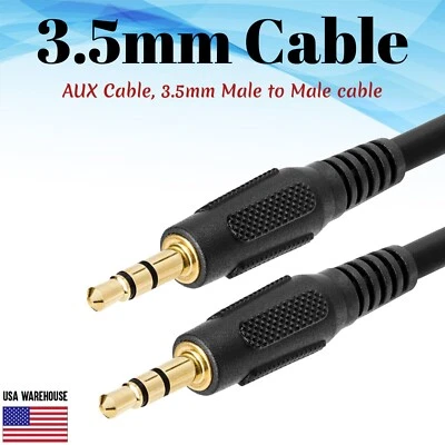 3.5mm Male to Male Cable 3ft 6ft 12ft 25ft 50ft 100ft Lot Stereo Audio Aux 1/8" - Image 1 of 2