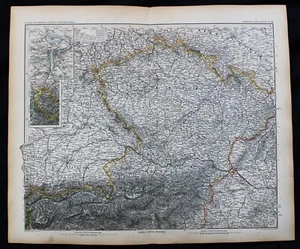 STIELERS HAND ATLAS WORLD MAP PLATE PAGE NO. 18 AUSTRIA-HUNGARY BOHEMIA 1888 - Picture 1 of 5
