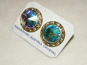 PENDIENTES FACETADOS AURORA BOREAL AB AUSTRIACA CRISTAL ESTRÁS COINCIDEN CON TODOS M - Imagen 1 de 3
