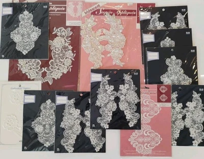 Lote De 12 Apliques De Encaje De Colección Nuevo De Lote Antiguo, Cuentas De Perlas/Lentejuelas, Wangs, Embellecimiento Nupcial Foto 1 de 4