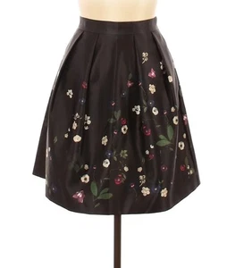 H&M Skirt Black Floral Print Pleated Mini A-Line High Waist Size 6 NWT - Picture 1 of 10