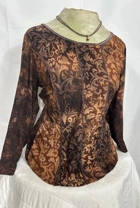 Cato Damen braun Samt Ausbrenner Top braun Boho Waldfee Whimsigoth Größe L - Bild 1 von 11
