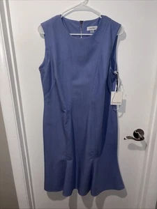 Calvin Klein Kleid Blau Größe 14 Ärmellos Neu mit Etikett - Bild 1 von 5