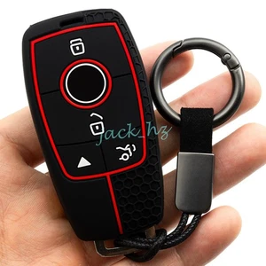 Silicone 4 Buttons Key Fob Chain Case Cover For Mercedes GLA GLB GLC GLE CLA EQC - Picture 1 of 9