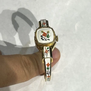 Jai Damen Vintage Uhr Swiss Floral 17 Jewels verstecktes Zifferblatt Emaille Peek-A-Boo - Bild 1 von 14