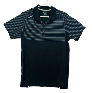 OAKLEY Golf Polo Shirt Striped Colorblock Stretch Mens Size Medium Gray Purple - Picture 1 of 7