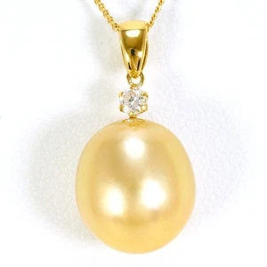18K Gelbgold Collier Perle (Perle) Diamant ca.45cm versandkostenfrei gebraucht - Bild 1 von 5