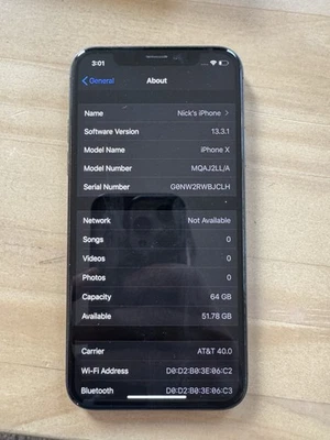 苹果 iPhone X A1901 AT&T 64GB 黑色 状况非常好 — 第 1/4 张图片