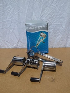 KITCHEN COMPLETE 3 DRUM ROTARY GRATER STAINLESS STEEL BOXED - Picture 1 of 5