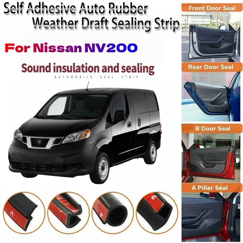 Tiras de sellado de goma para puerta kit de reducción de ruido de viento corriente de clima para Nissan NV200 Foto 1 de 4